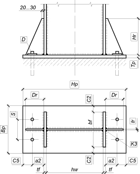 Чертеж базы колонны
